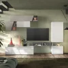 Garnero Arredamenti Parete attrezzata 310x210h cm moderna bianco lucido grigio chiaro Sunset 92 Sale