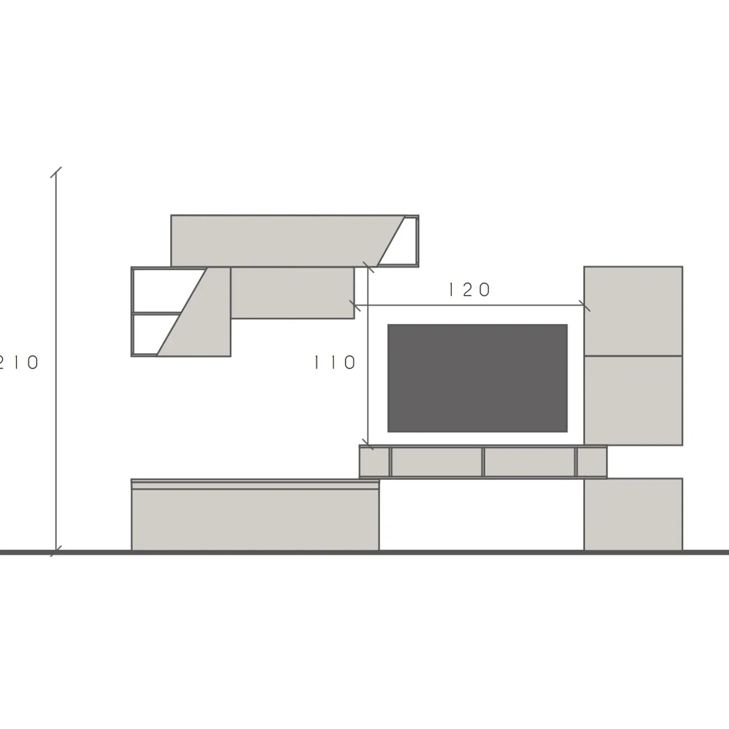 Garnero Arredamenti Parete attrezzata 310x210h cm moderna bianco lucido grigio chiaro Sunset 92 Sale