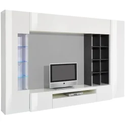 Garnero Arredamenti Parete attrezzata 290x192h cm moderna Zenith Bianco Lucido Hot