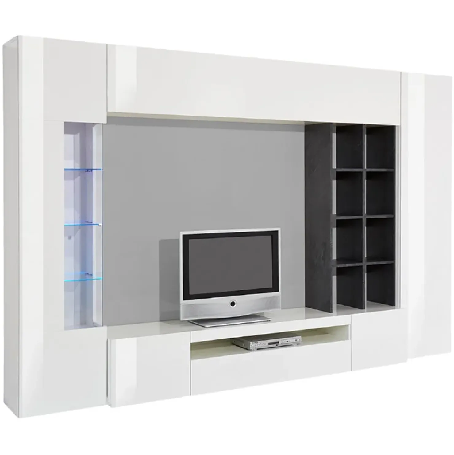 Garnero Arredamenti Parete attrezzata 290x192h cm moderna Zenith Bianco Lucido Hot