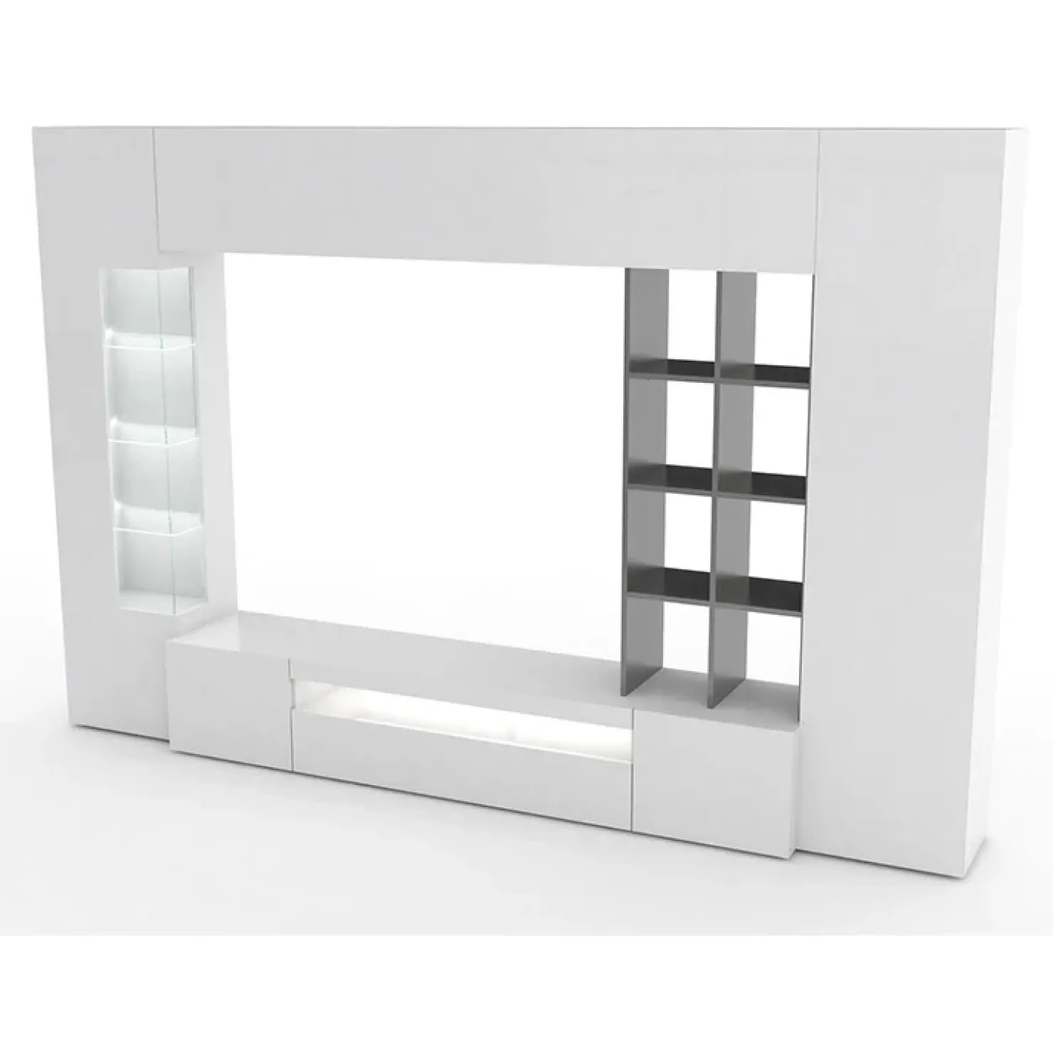 Garnero Arredamenti Parete attrezzata 290x192h cm moderna Zenith Bianco Lucido Hot