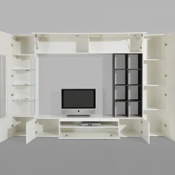 Garnero Arredamenti Parete attrezzata 290x192h cm moderna Zenith Bianco Lucido Hot