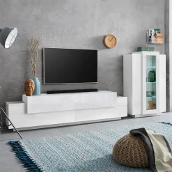 Garnero Arredamenti Parete attrezzata 290x121h cm moderna Milos Gihome® Bianco Lucido