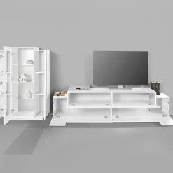 Garnero Arredamenti Parete attrezzata 290x121h cm moderna Milos Gihome® Bianco Lucido