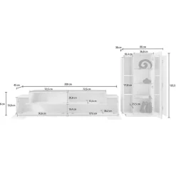 Garnero Arredamenti Parete attrezzata 290x121h cm moderna Milos Gihome® Bianco Lucido