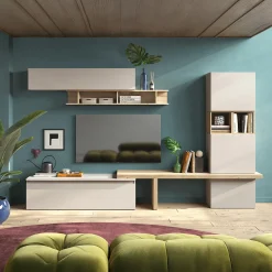 Garnero Arredamenti Parete attrezzata 310x175h cm moderna beige rovere chiaro Sunset 91 Sale