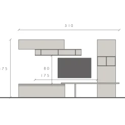 Garnero Arredamenti Parete attrezzata 310x175h cm moderna beige rovere chiaro Sunset 91 Sale