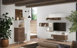 Garnero Arredamenti Parete attrezzata 181x205h cm moderna bianco lucido rovere scuro Witty Noce - Bianco Lucido Online