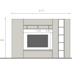 Garnero Arredamenti Parete attrezzata 277x186h cm moderna beige rovere chiaro Sunset 63 New