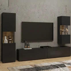 Garnero Arredamenti Parete attrezzata 226x140h cm nero rovere Fusion 2 Nero Opaco Online