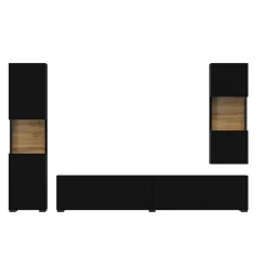 Garnero Arredamenti Parete attrezzata 226x140h cm nero rovere Fusion 2 Nero Opaco Online