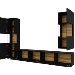 Garnero Arredamenti Parete attrezzata 226x140h cm nero rovere Fusion 2 Nero Opaco Online