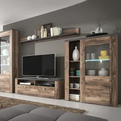 Garnero Arredamenti Parete attrezzata 325x206h cm noce rovere grigio Paloma 2 Noce - Grigio Hot