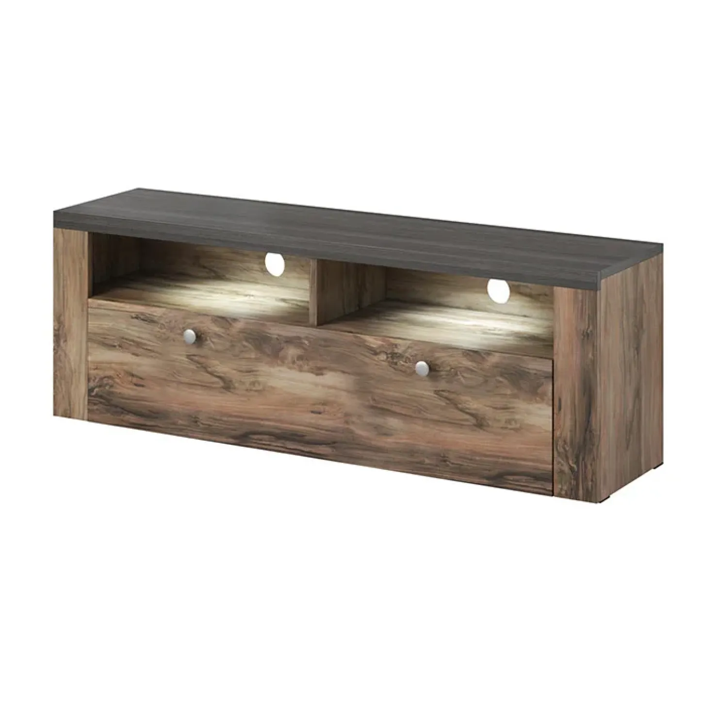 Garnero Arredamenti Parete attrezzata 325x206h cm noce rovere grigio Paloma 2 Noce - Grigio Hot