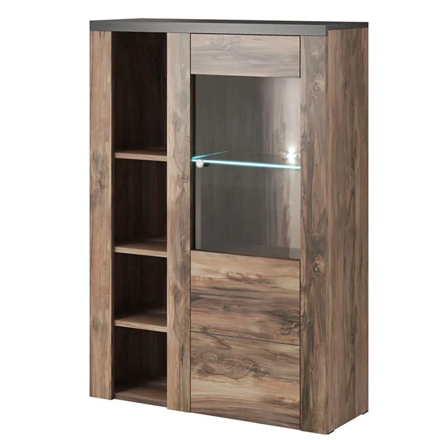 Garnero Arredamenti Parete attrezzata 325x206h cm noce rovere grigio Paloma 2 Noce - Grigio Hot