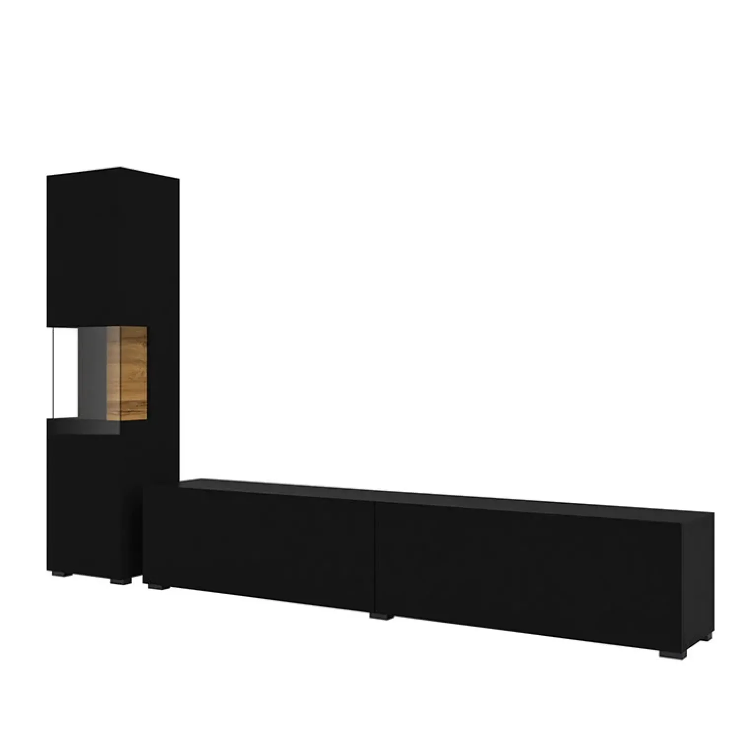 Garnero Arredamenti Parete attrezzata 226x140h cm nero rovere Fusion 1 Nero Opaco Hot