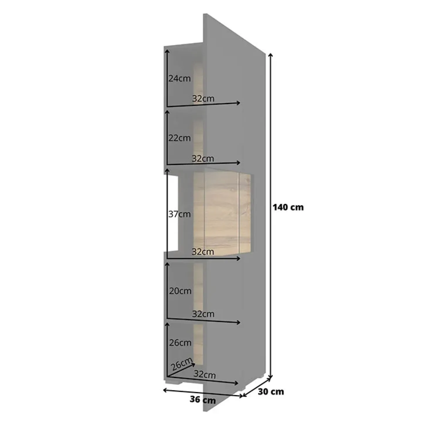 Garnero Arredamenti Parete attrezzata 226x140h cm nero rovere Fusion 1 Nero Opaco Hot