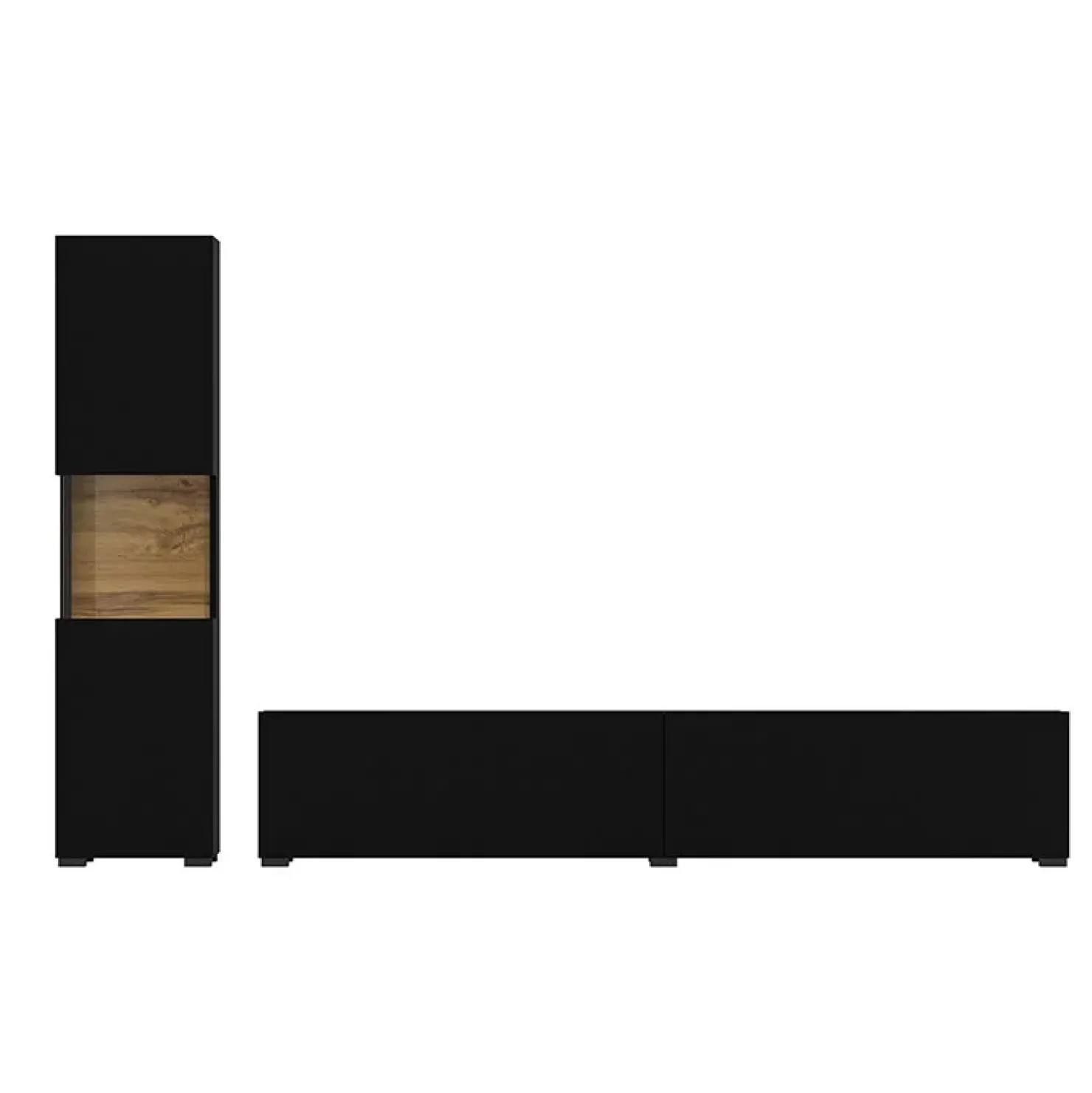 Garnero Arredamenti Parete attrezzata 226x140h cm nero rovere Fusion 1 Nero Opaco Hot