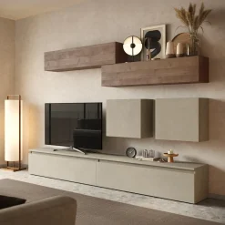 Garnero Arredamenti Parete attrezzata 276x190h cm rovere scuro tortora Sunset 1 Hot