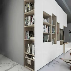 Garnero Arredamenti Parete attrezzata 340x205h cm rovere bianco lucido con led Shanti Best