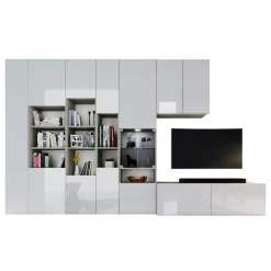 Garnero Arredamenti Parete attrezzata 340x205h cm rovere bianco lucido con led Shanti Best