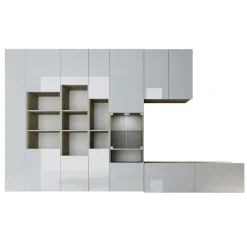 Garnero Arredamenti Parete attrezzata 340x205h cm rovere bianco lucido con led Shanti Best