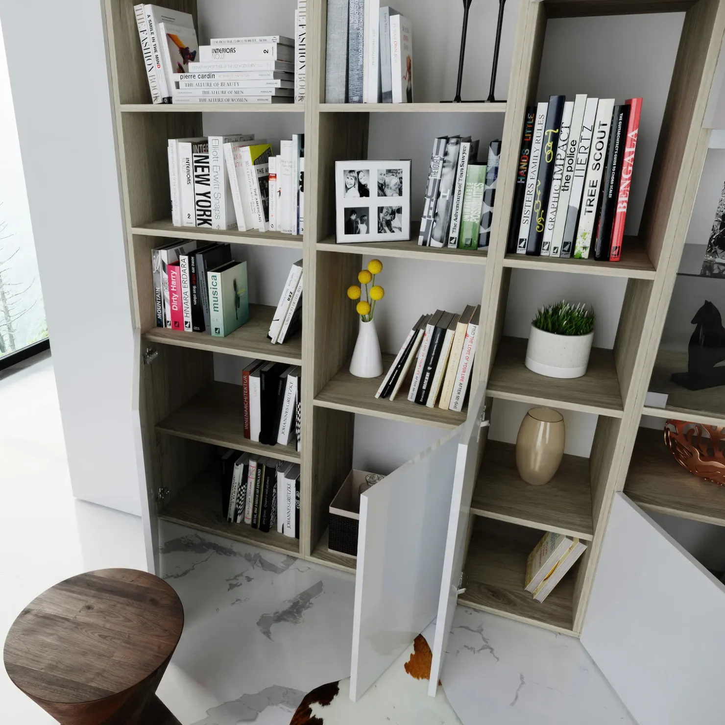 Garnero Arredamenti Parete attrezzata 340x205h cm rovere bianco lucido con led Shanti Best