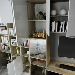 Garnero Arredamenti Parete attrezzata 340x205h cm rovere bianco lucido con led Shanti Best