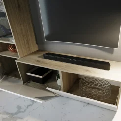 Garnero Arredamenti Parete attrezzata 340x205h cm rovere bianco lucido con led Shanti Best