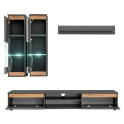 Garnero Arredamenti Parete attrezzata 175x148h cm rovere antracite Siviglia Gihome® Best