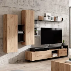 Garnero Arredamenti Parete attrezzata 260x190h cm rovere antracite Blob Rovere - Antracite Online