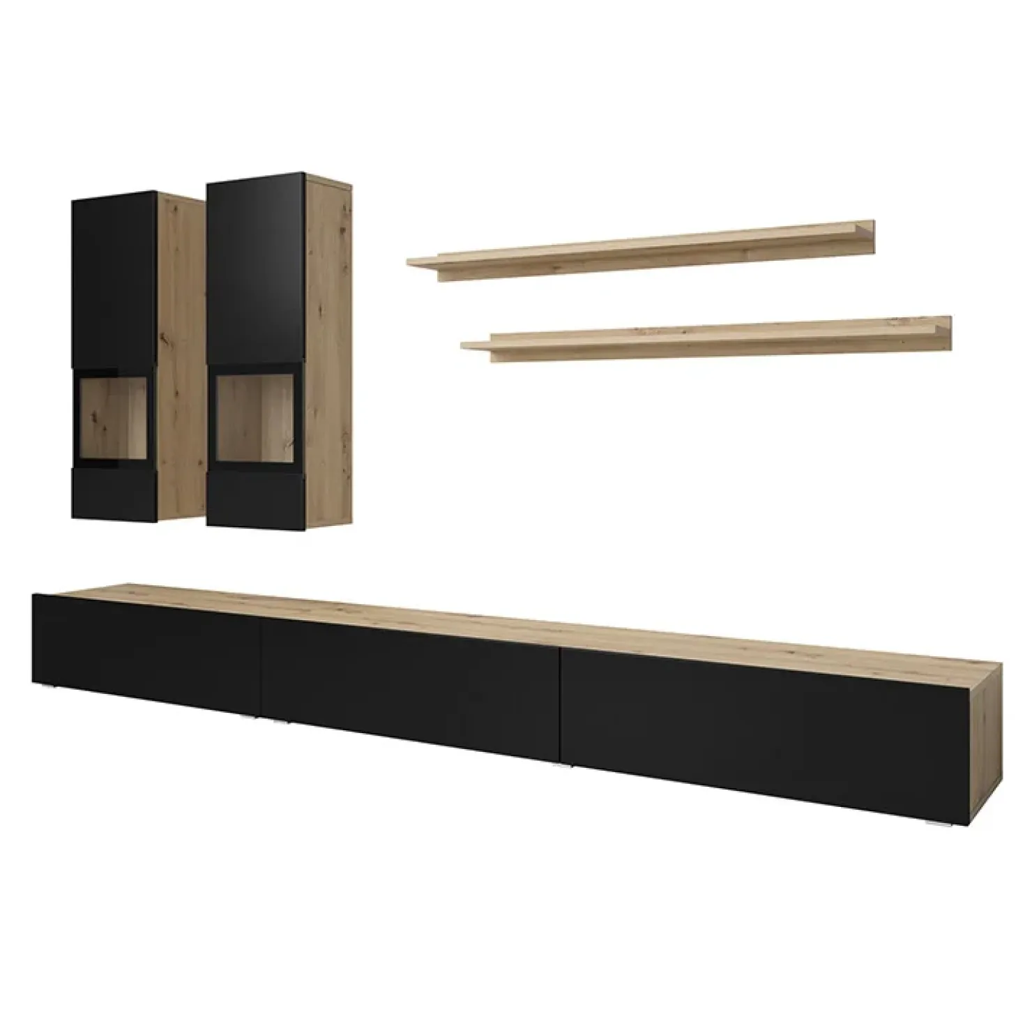 Garnero Arredamenti Parete attrezzata 270x176h cm rovere chiaro nero Emotion Gihome® Rovere - Nero opaco Online