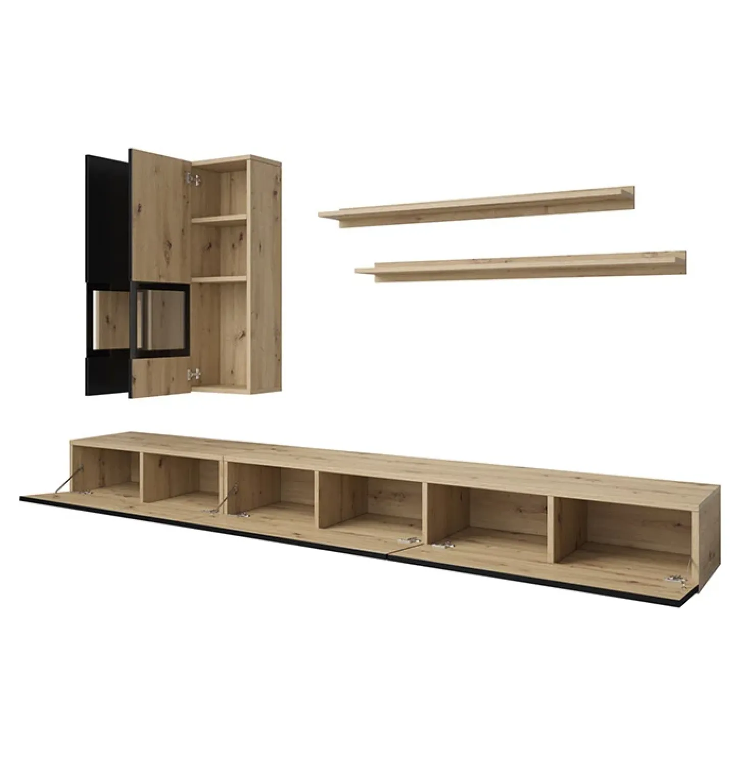 Garnero Arredamenti Parete attrezzata 270x176h cm rovere chiaro nero Emotion Gihome® Rovere - Nero opaco Online