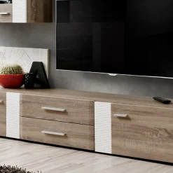 Garnero Arredamenti Parete attrezzata 240x190h cm rovere bianco lucido Mexico Gihome® Clearance