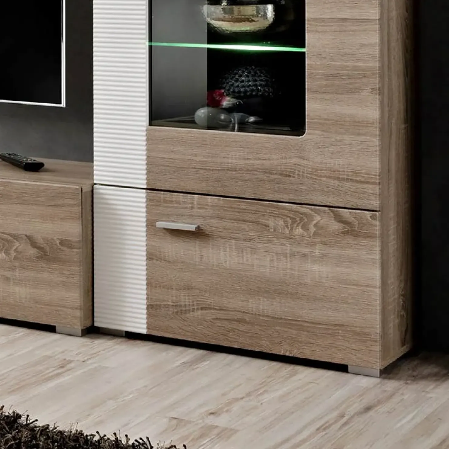 Garnero Arredamenti Parete attrezzata 240x190h cm rovere bianco lucido Mexico Gihome® Clearance