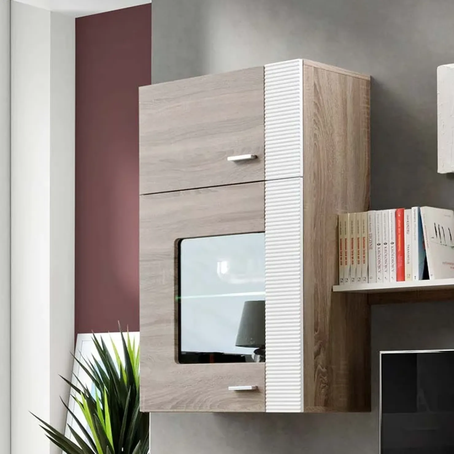 Garnero Arredamenti Parete attrezzata 240x190h cm rovere bianco lucido Mexico Gihome® Clearance