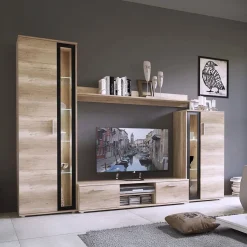 Garnero Arredamenti Parete attrezzata 256x182h cm country grigio nero Newcastle Rovere Hot