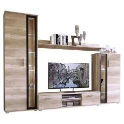 Garnero Arredamenti Parete attrezzata 256x182h cm country grigio nero Newcastle Rovere Hot