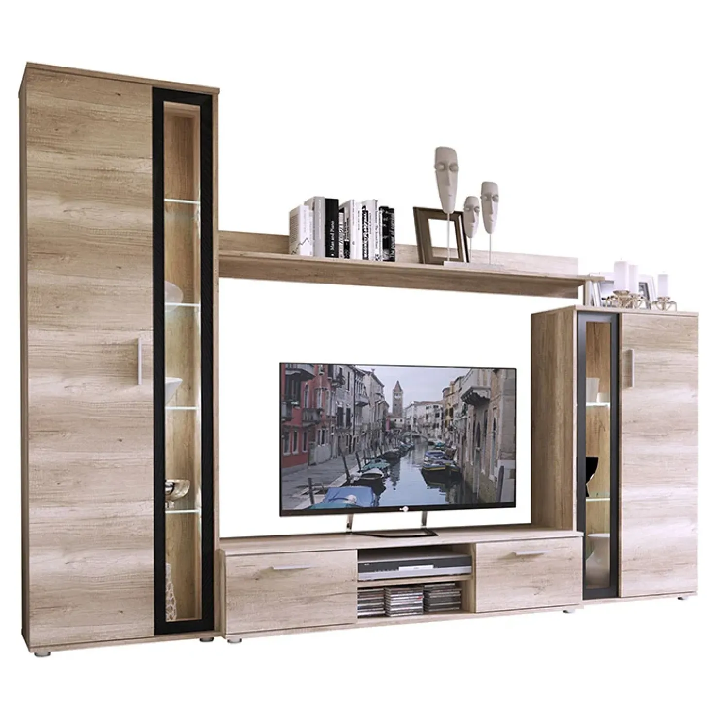 Garnero Arredamenti Parete attrezzata 256x182h cm country grigio nero Newcastle Rovere Hot