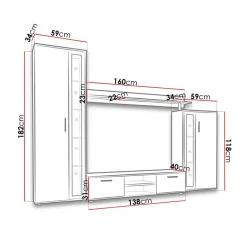 Garnero Arredamenti Parete attrezzata 256x182h cm country grigio nero Newcastle Rovere Hot