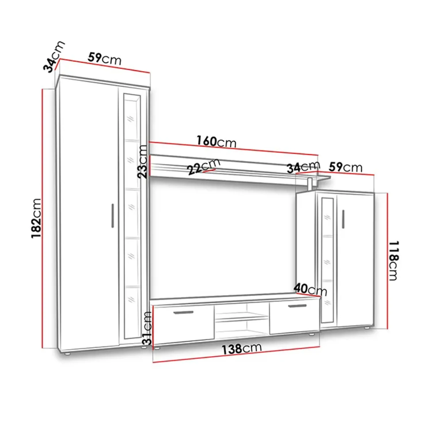 Garnero Arredamenti Parete attrezzata 256x182h cm country grigio nero Newcastle Rovere Hot