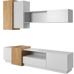 Garnero Arredamenti Parete attrezzata 300x183h cm soggiorno bianco opaco quercia James