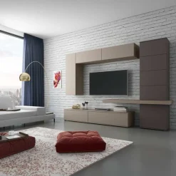 Garnero Arredamenti Parete attrezzata 300x208h cm soggiorno tortora testa di moro Planet