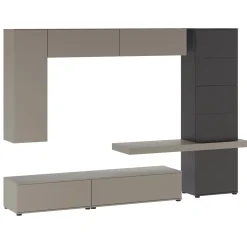 Garnero Arredamenti Parete attrezzata 300x208h cm soggiorno tortora testa di moro Planet