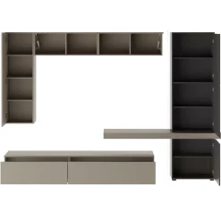 Garnero Arredamenti Parete attrezzata 300x208h cm soggiorno tortora testa di moro Planet