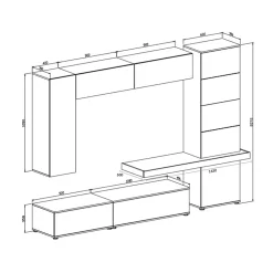 Garnero Arredamenti Parete attrezzata 300x208h cm soggiorno tortora testa di moro Planet
