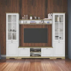 Garnero Arredamenti Parete attrezzata 234x181h cm shabby soggiorno bianco opaco Loira Best