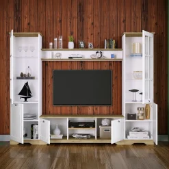 Garnero Arredamenti Parete attrezzata 234x181h cm shabby soggiorno bianco opaco Loira Best