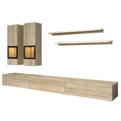 Garnero Arredamenti Parete attrezzata 270x176h cm soggiorno moderna nero Emotion Gihome® Rovere Sale