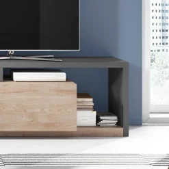 Garnero Arredamenti Parete attrezzata 219x205h cm soggiorno rovere antracite Megan Gihome® Antracite - Rovere Sale